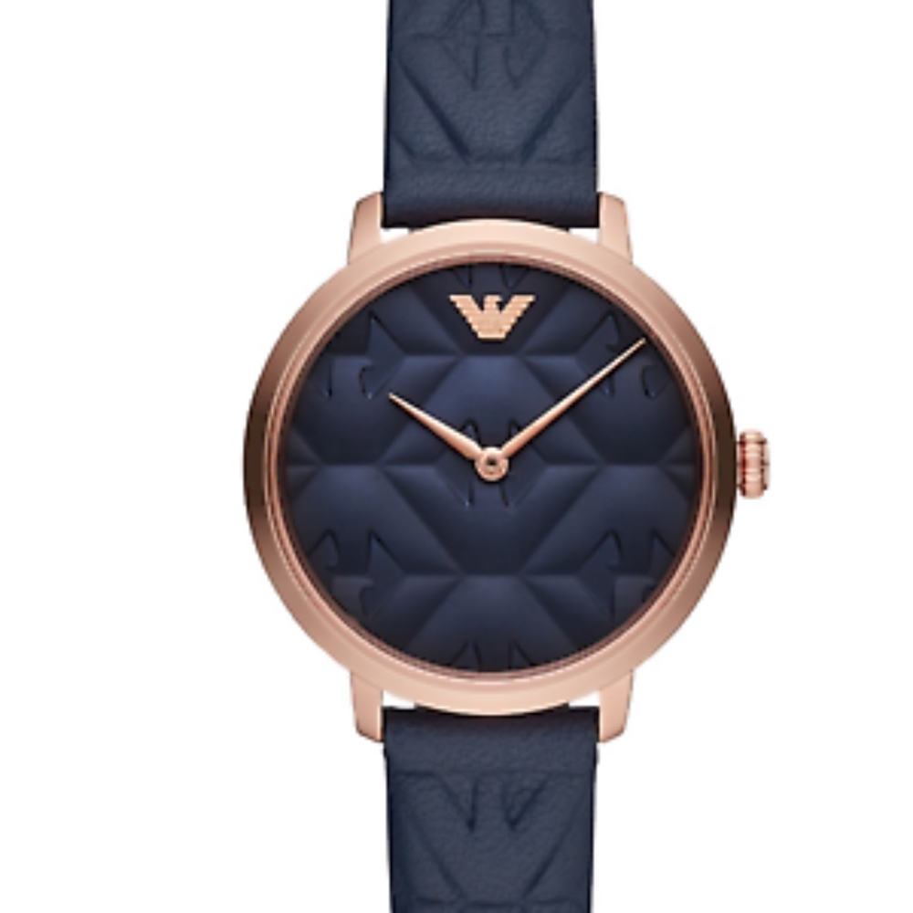 Emporio Armani Modern Slim Rose Gold & Blue Watch